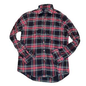 Polo Ralph Lauren Shirt Mens M Black Red Plaid Slim Fit Button Down Casual